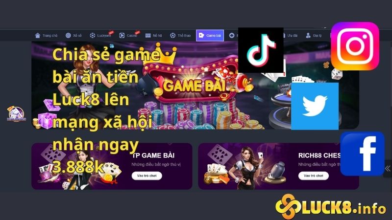 Chơi game bài chia sẻ lên mạng xã hội ăn tiền liền tay